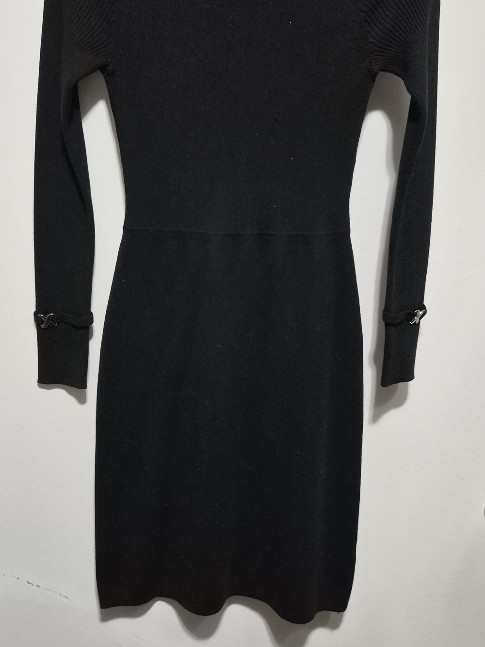 White House Black Market Black Long-Sleeve Knit Sheath Dress